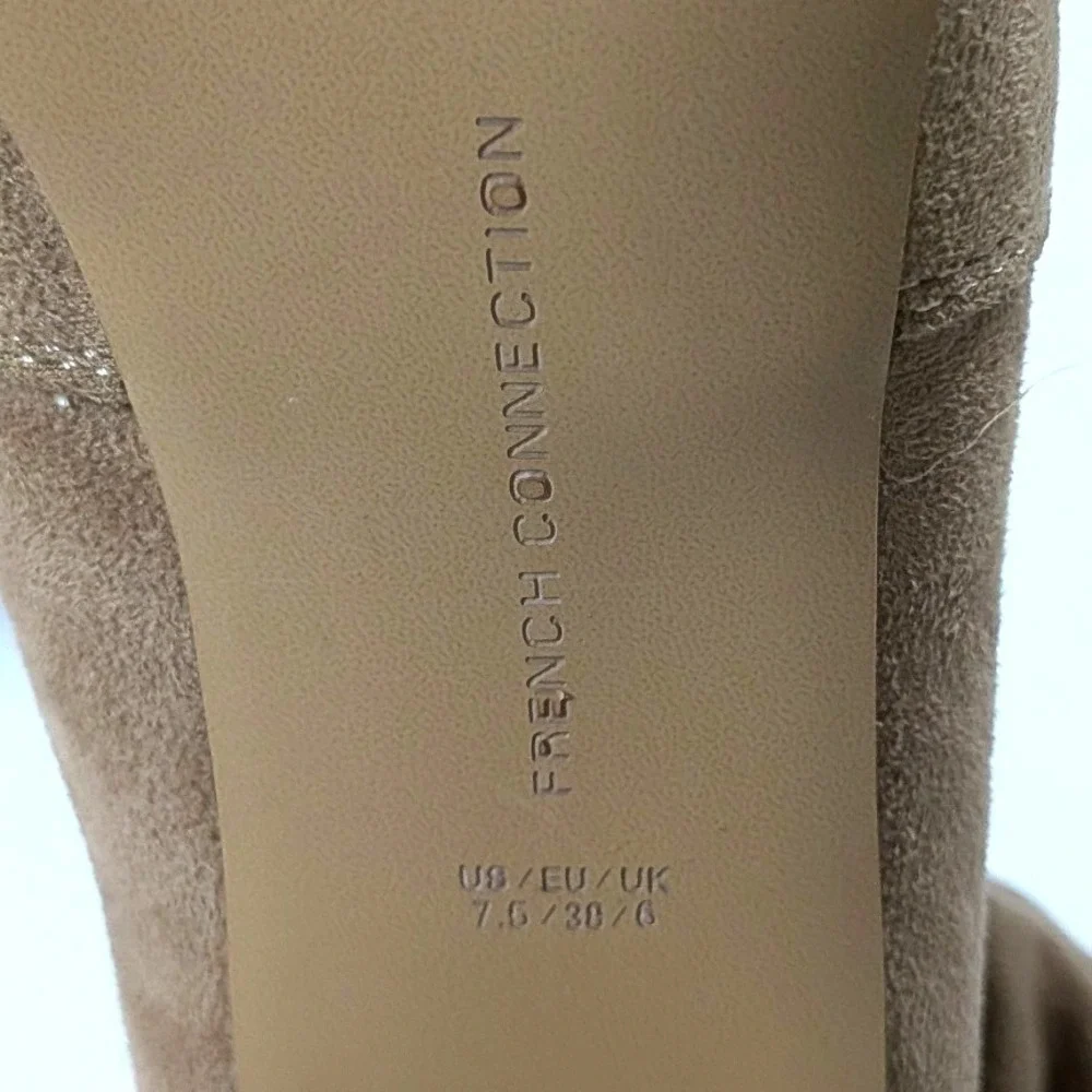French Connection Jordan Over The Knee Boots Tan Vegan Suede Thigh High 7.5